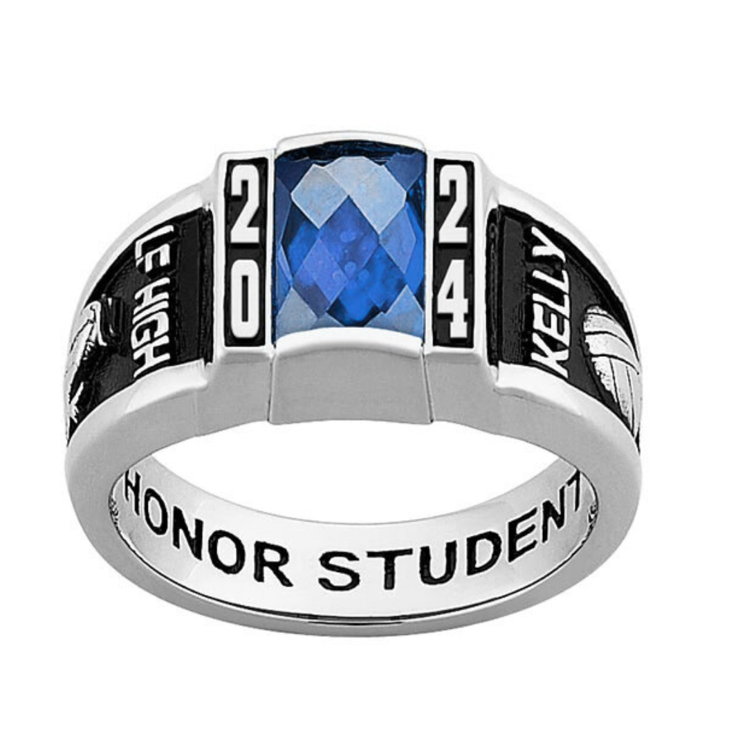 Ladies Sterling Silver Art Deco Class Ring