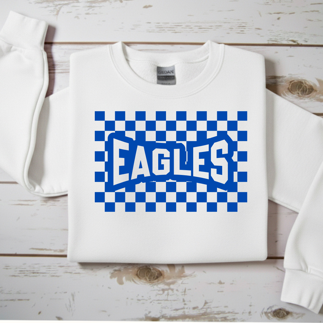 Checkered "EAGLES" Spirit Crewneck