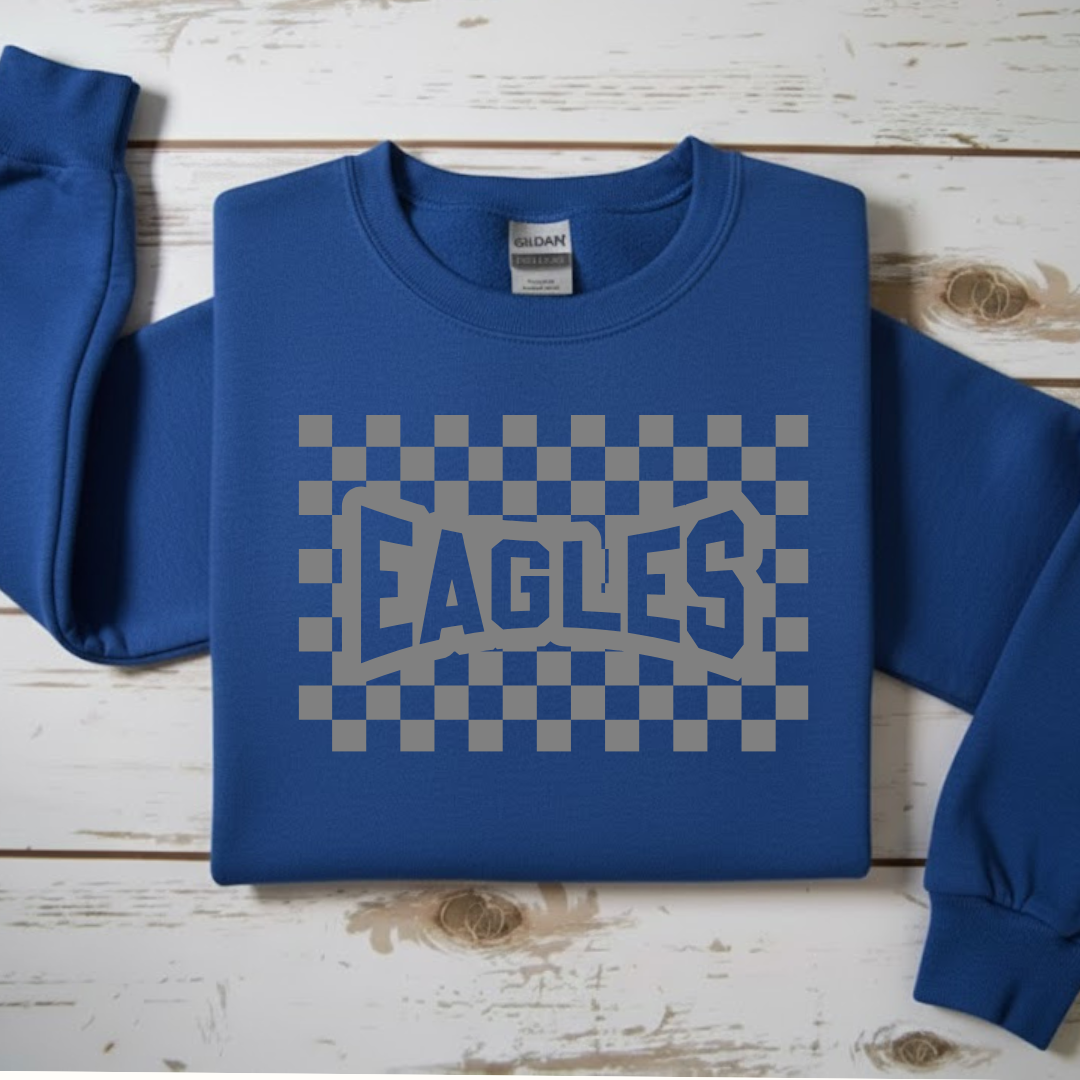 Checkered "EAGLES" Spirit Crewneck