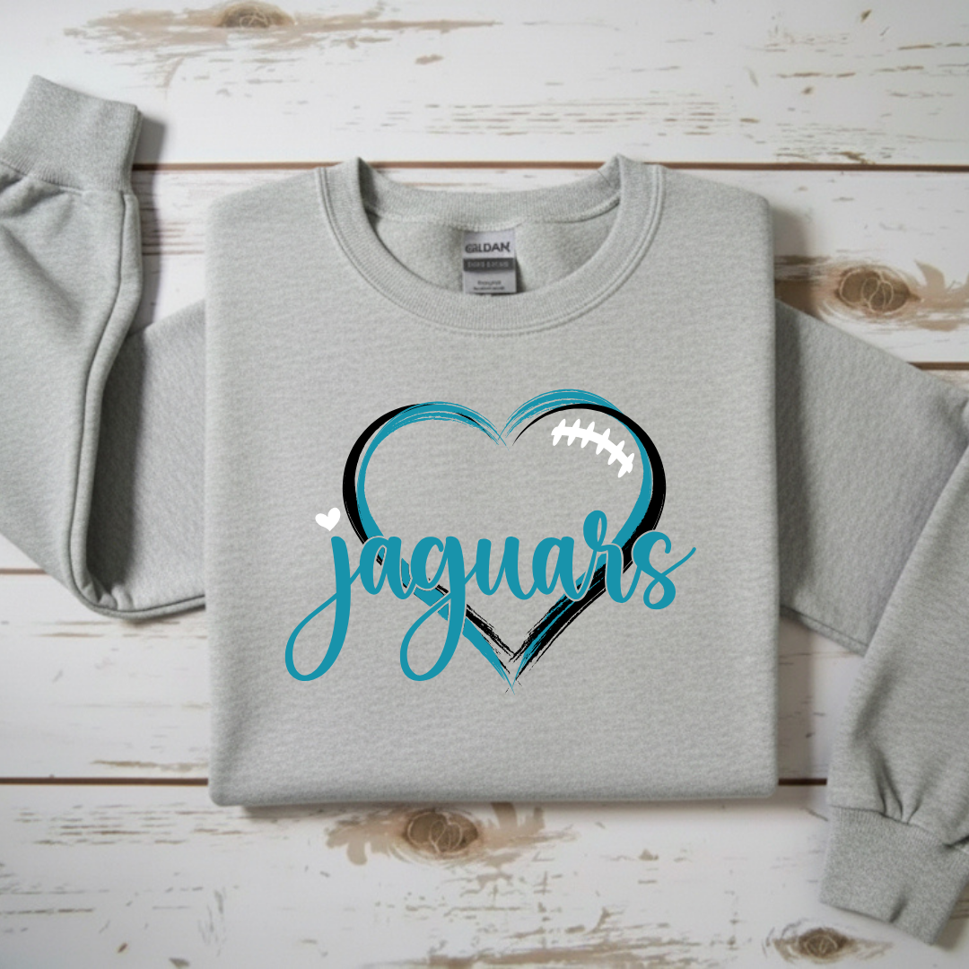Jaguars Football Heart Crewneck Sweatshirt