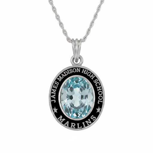 James Madison Mascot Oval Birthstone Class Necklace