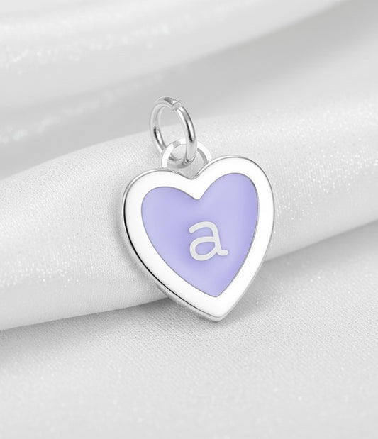 Periwinkle Enamel Heart Initial Charm