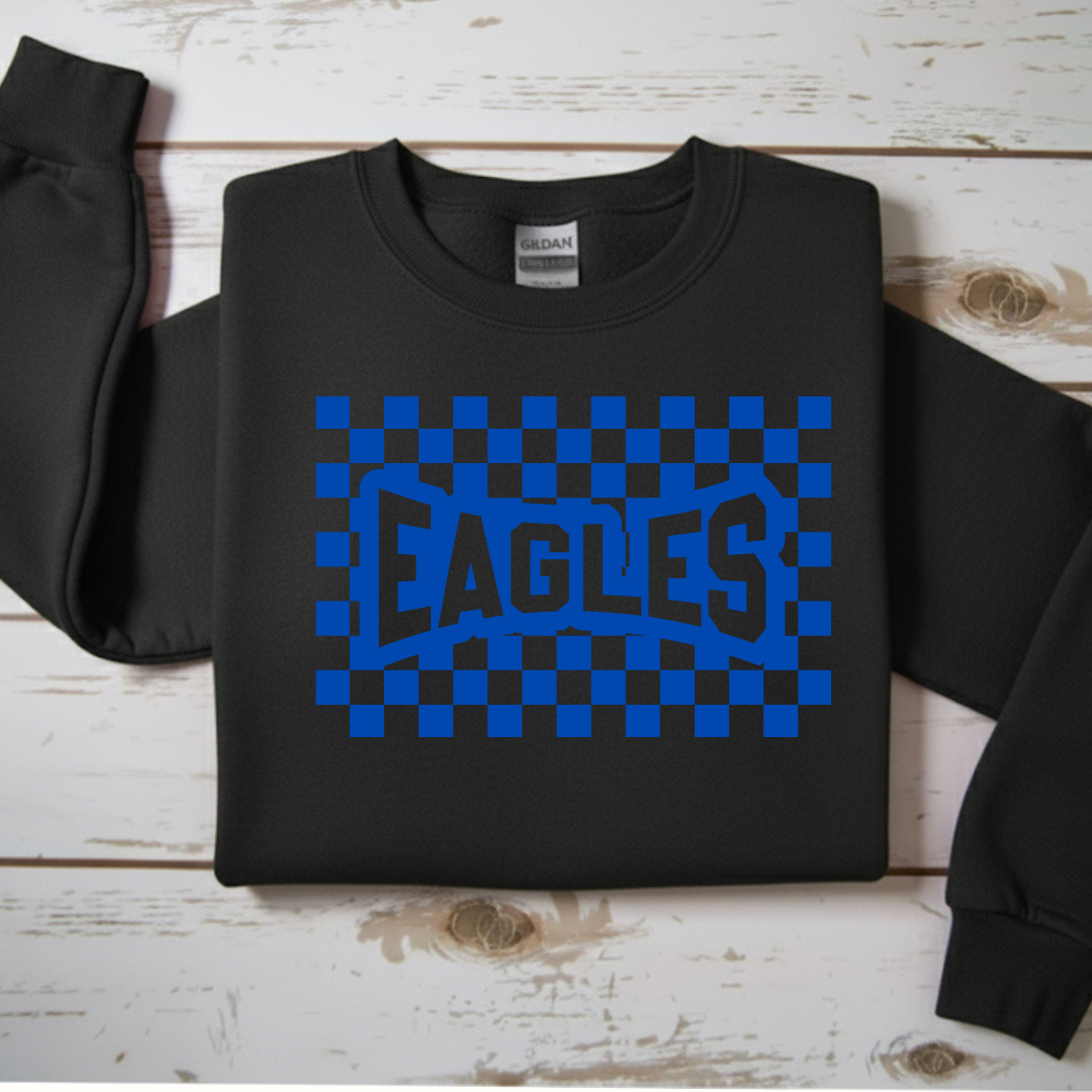 Checkered "EAGLES" Spirit Crewneck