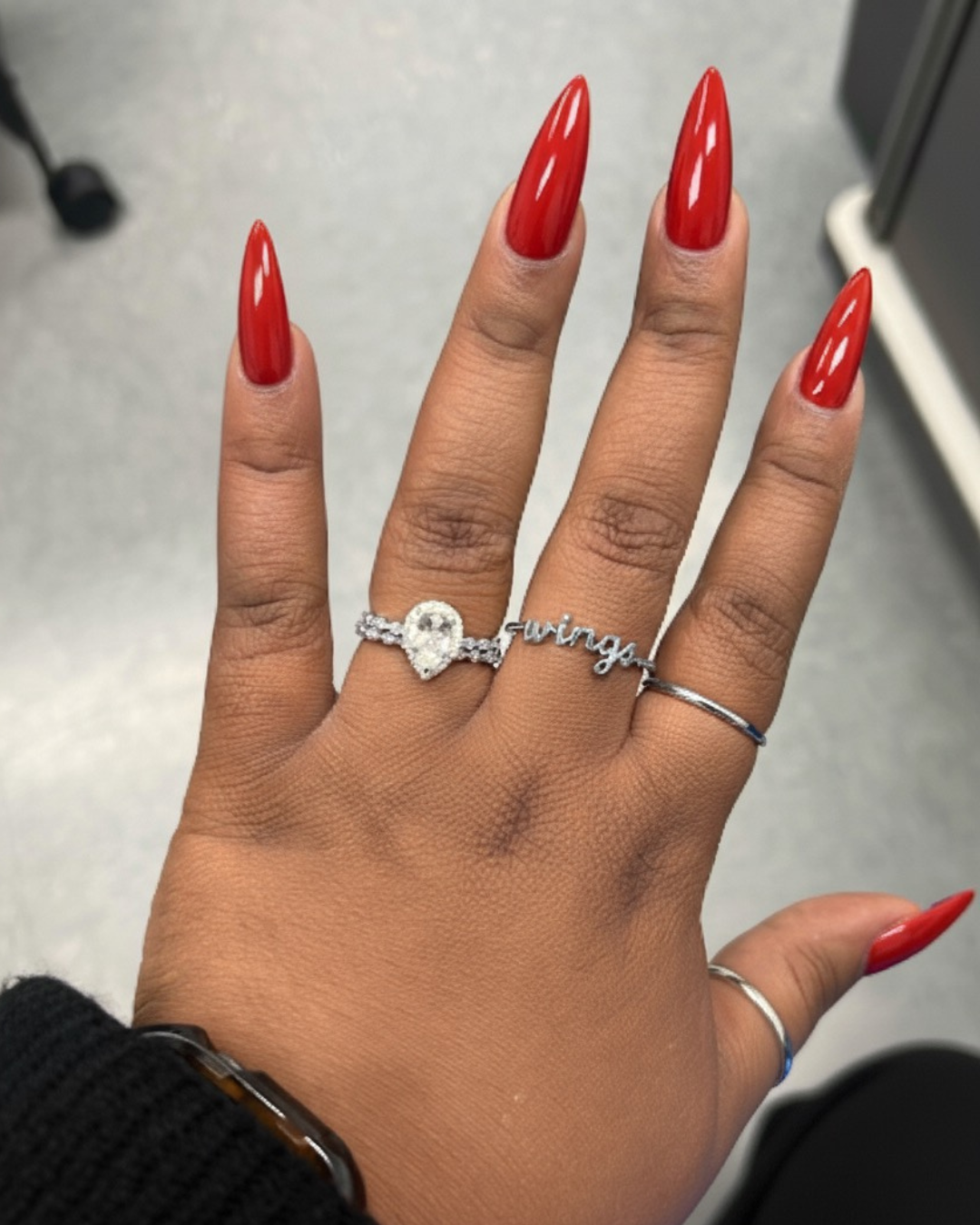 Sterling Silver Script Dance Team Ring