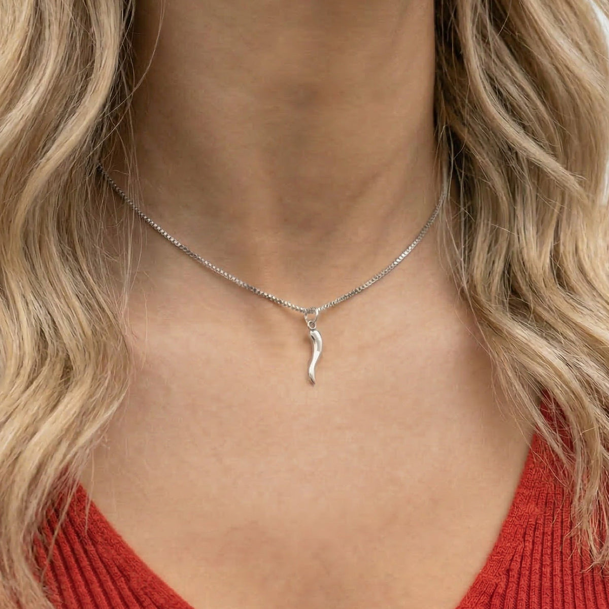 Stainless Steel Italian Horn 3D Charm