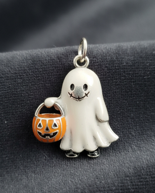 Adorable Friendly Ghost Trick-or-Treater Charm