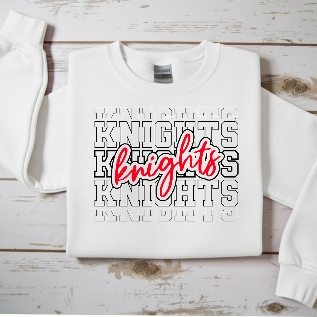 Stacked "Knights" Spirit Crewneck Sweatshirt