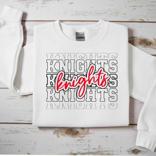Stacked "Knights" Spirit Crewneck Sweatshirt