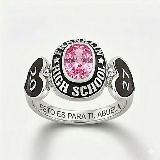 Ladies Sterling Silver Square Heart Year Class Ring