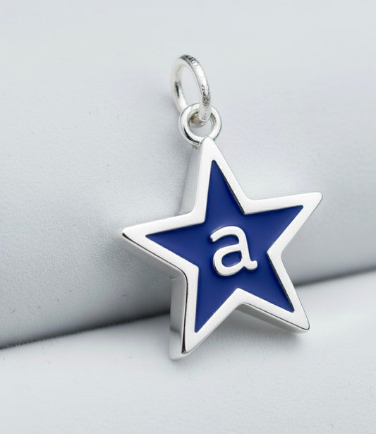 Royal Blue Enamel Star Initial Charm