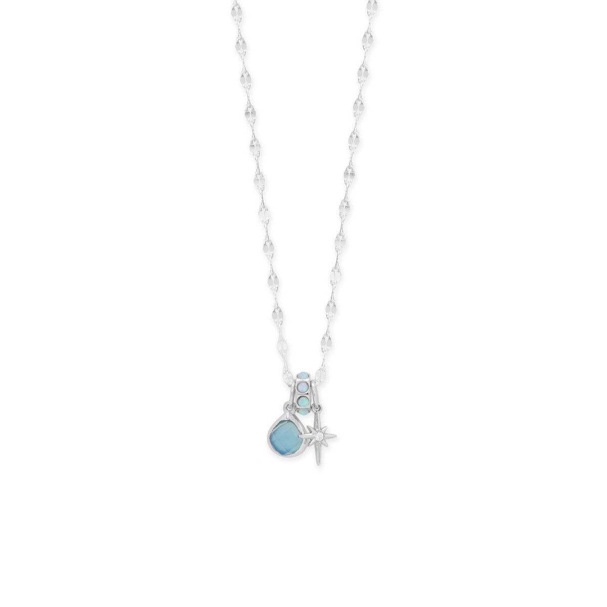 Dainty Rhodium Plated CZ Northern Star Charm
