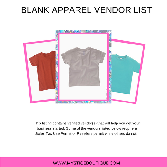 Blank Apparel Vendor List