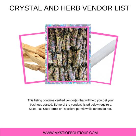 Crystal and Herb Vendor List