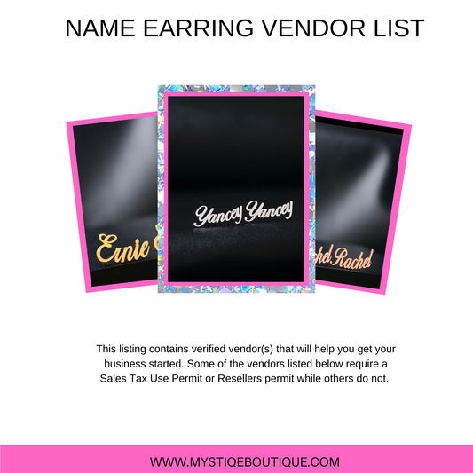 Custom Name Earring Vendor List