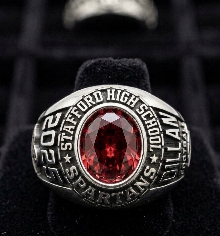 Stafford Spartans Men's Traditional Oval Stone Class Ring