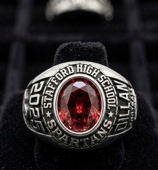 Stafford Spartans Men's Traditional Oval Stone Class Ring