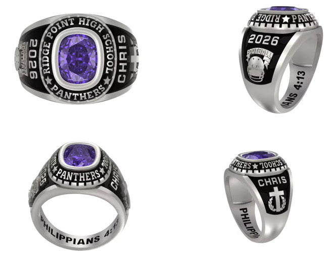 Men’s Ridge Point Panthers Square Class Ring