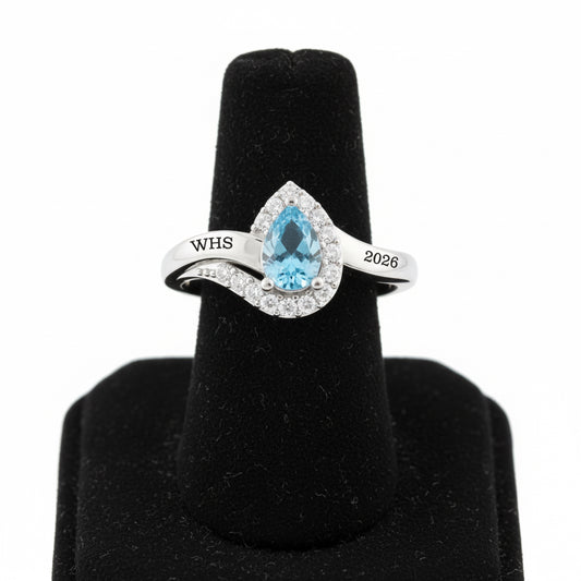 WHS Sterling Silver Pear Shaped Swirl Class Ring