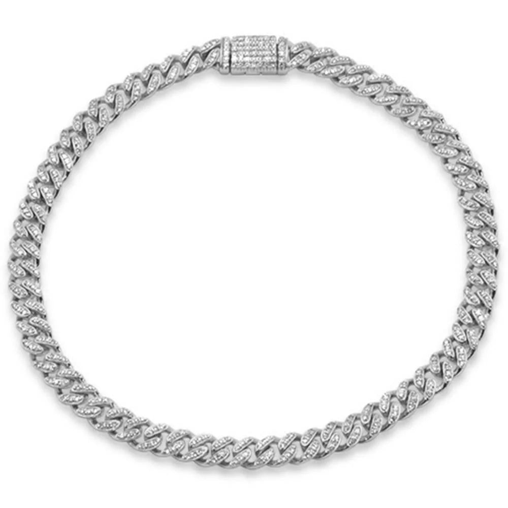 0.72 Carat G-SI Diamond Cuban Bracelet in 14K White Gold | 4mm Width, 7" Length