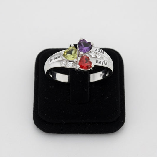 Sterling Silver Triple Heart Class Ring