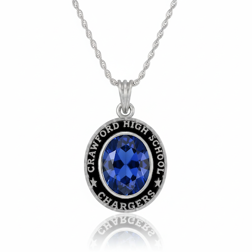 Crawford Mascot Oval Birthstone Class Necklace