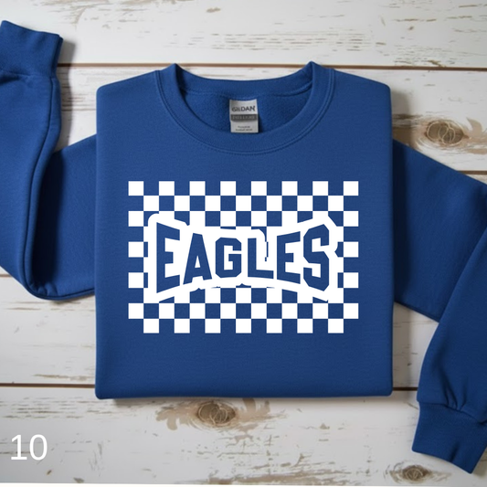 Checkered "EAGLES" Spirit Crewneck