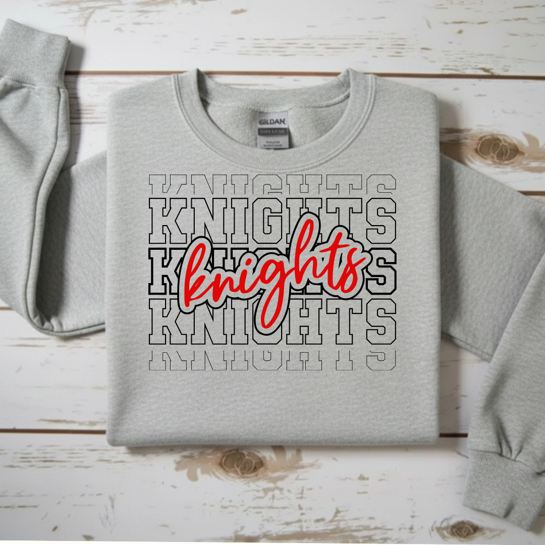Stacked "Knights" Spirit Crewneck Sweatshirt