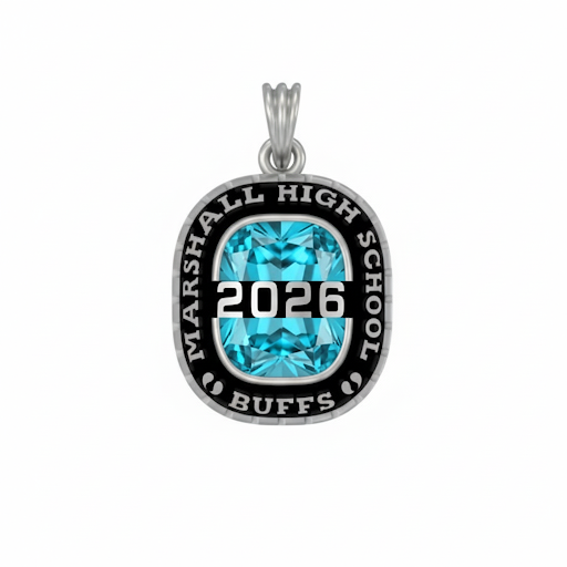 Sterling Silver Top Bridge Cushion-Cut Mascot Birthstone Class Necklace