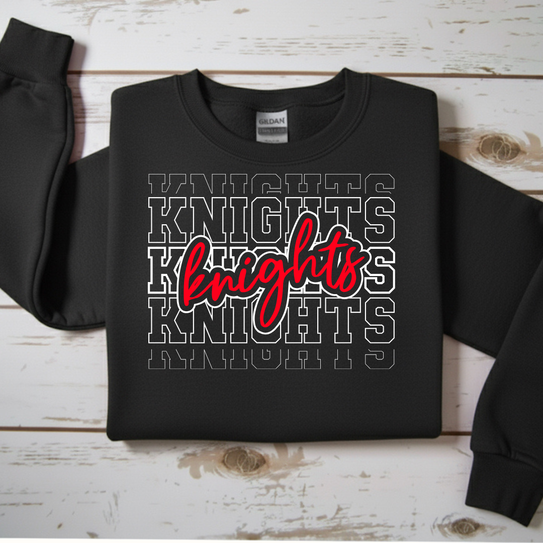 Stacked "Knights" Spirit Crewneck Sweatshirt