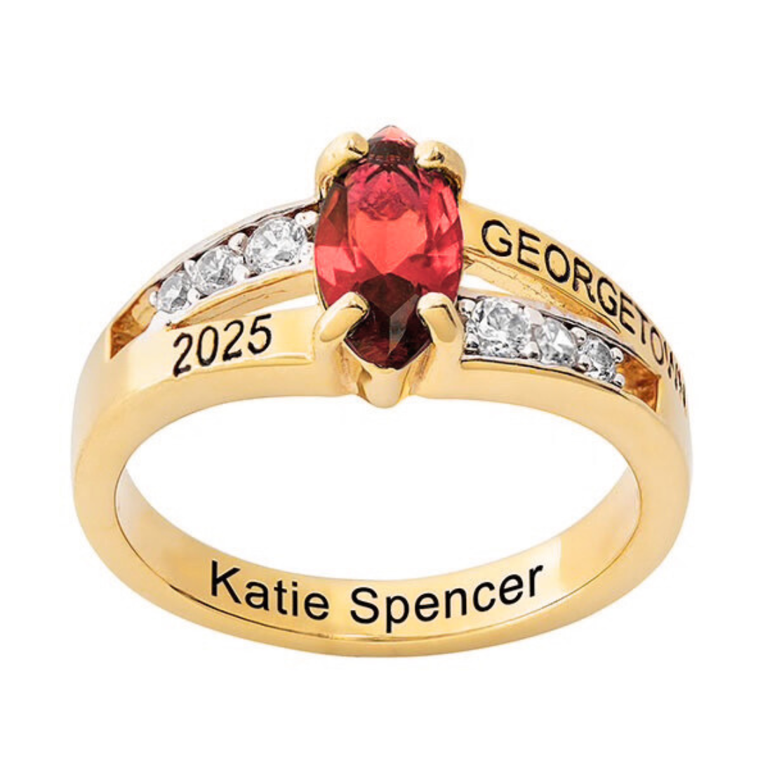 Promo Sterling Silver Ladies Marquise Birthstone w/ CZ Class Ring