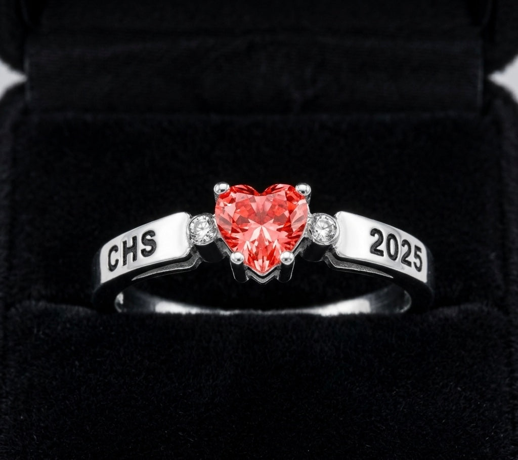 Slim Band Heart Birthstone Class Ring