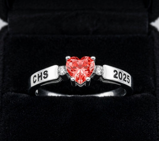 Slim Band Heart Birthstone Class Ring