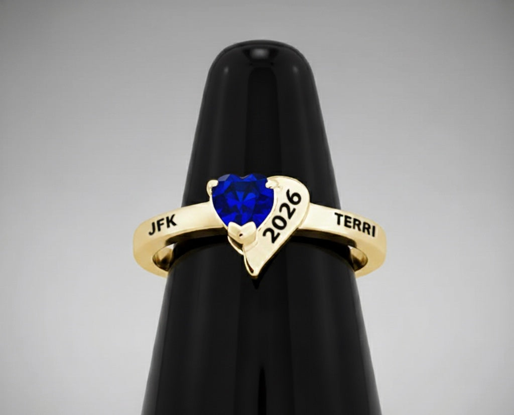 Promo Sterling Silver Crystal Heart Class Ring