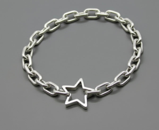 Oval Link Bracelet with Star Charm Holder
