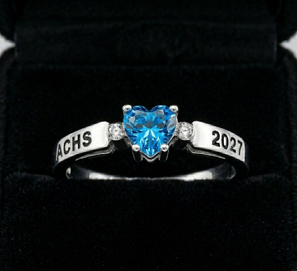Slim Band Heart Birthstone Class Ring