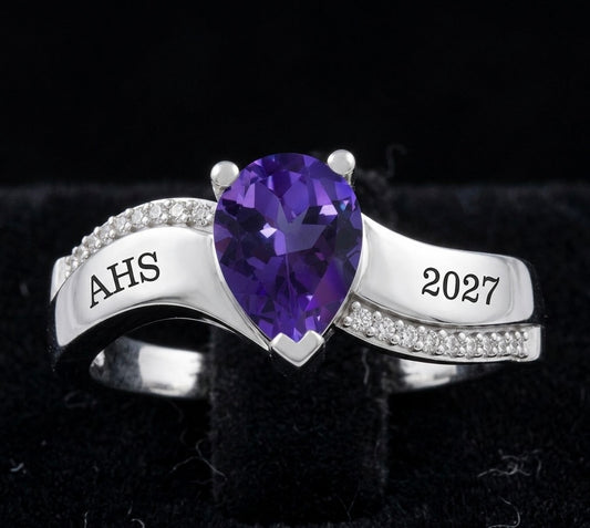 Promo Pearl Wave w/ Accents Birthstone Class Ring
