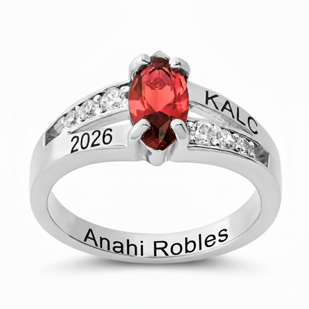 Promo Sterling Silver Ladies Marquise Birthstone w/ CZ Class Ring