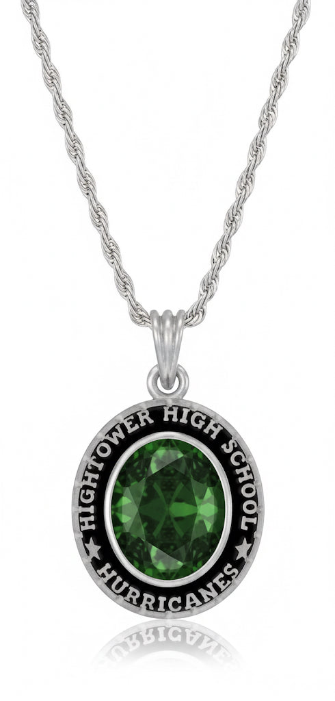 Promo Sterling Silver Mascot Oval Birthstone Class Necklace
