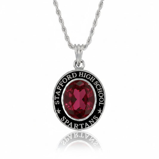 Stafford Spartans Oval Birthstone Class Necklace