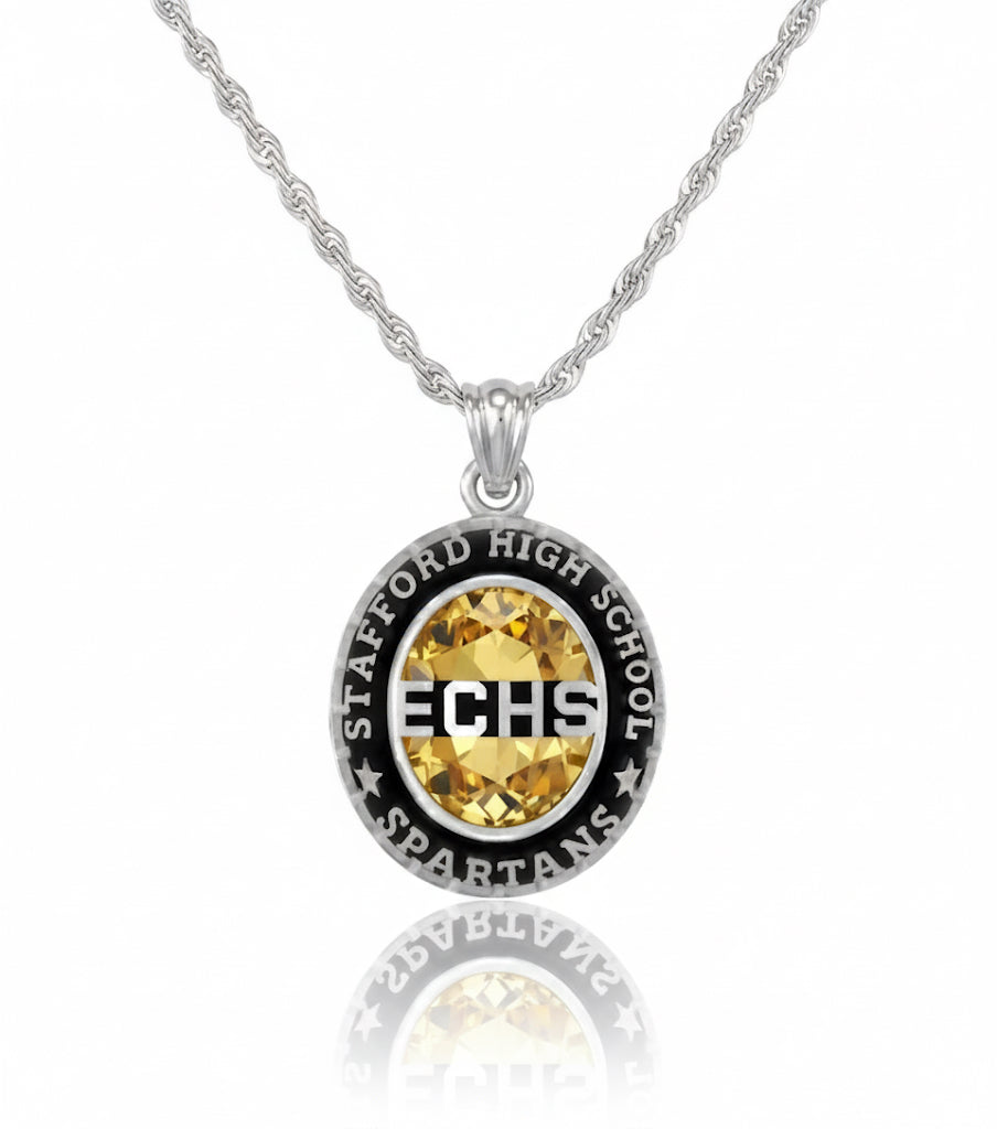 Stafford ECHS Spartans Oval Birthstone Class Necklace