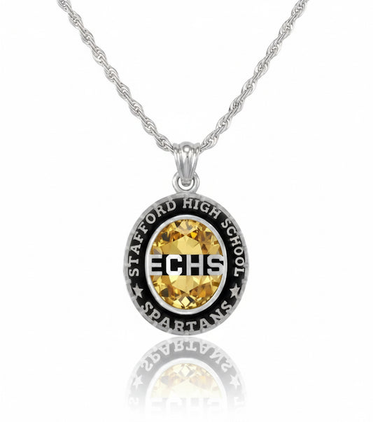 Stafford ECHS Spartans Oval Birthstone Class Necklace