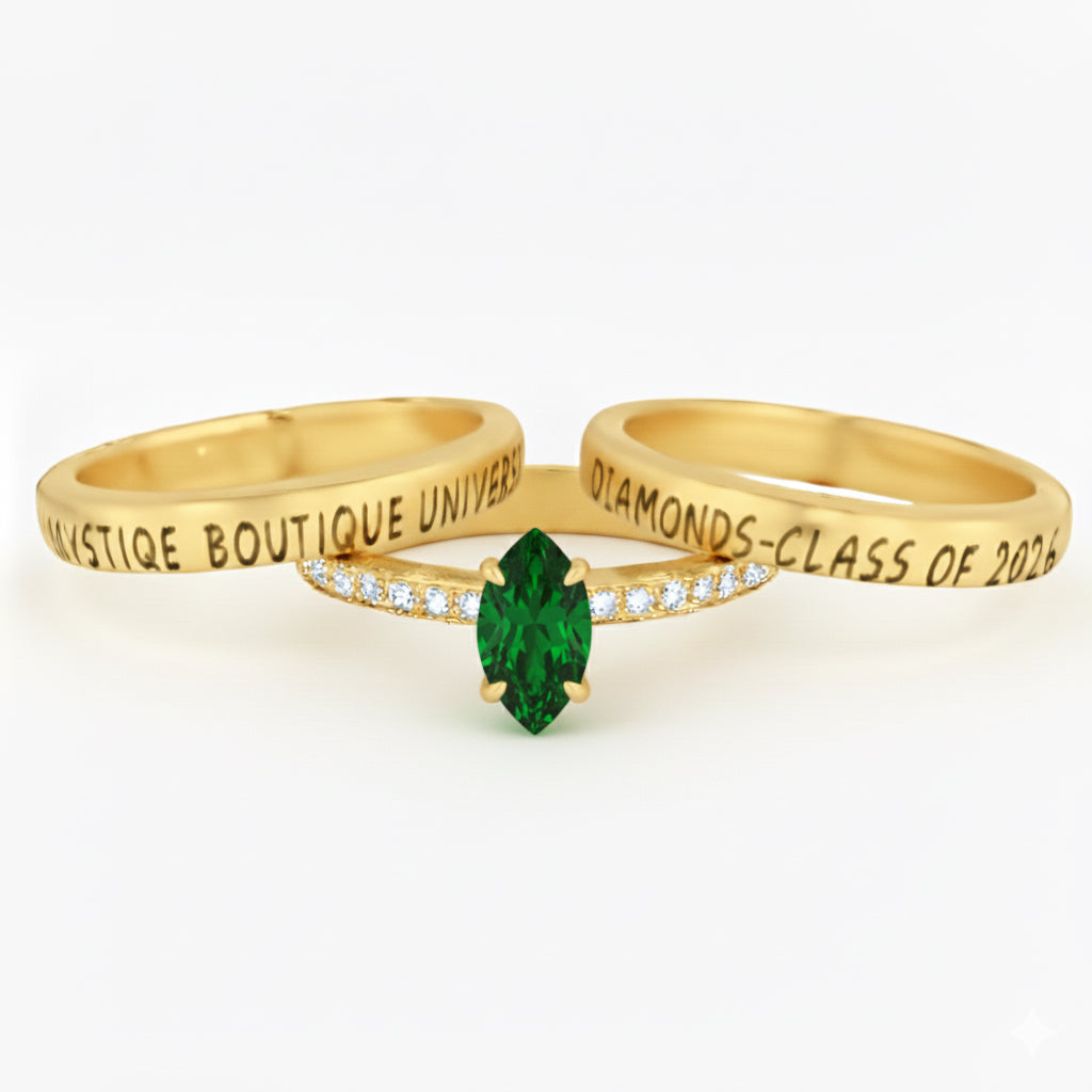 Promo 3-Piece Sterling Silver Marquise Cut Class Ring Set