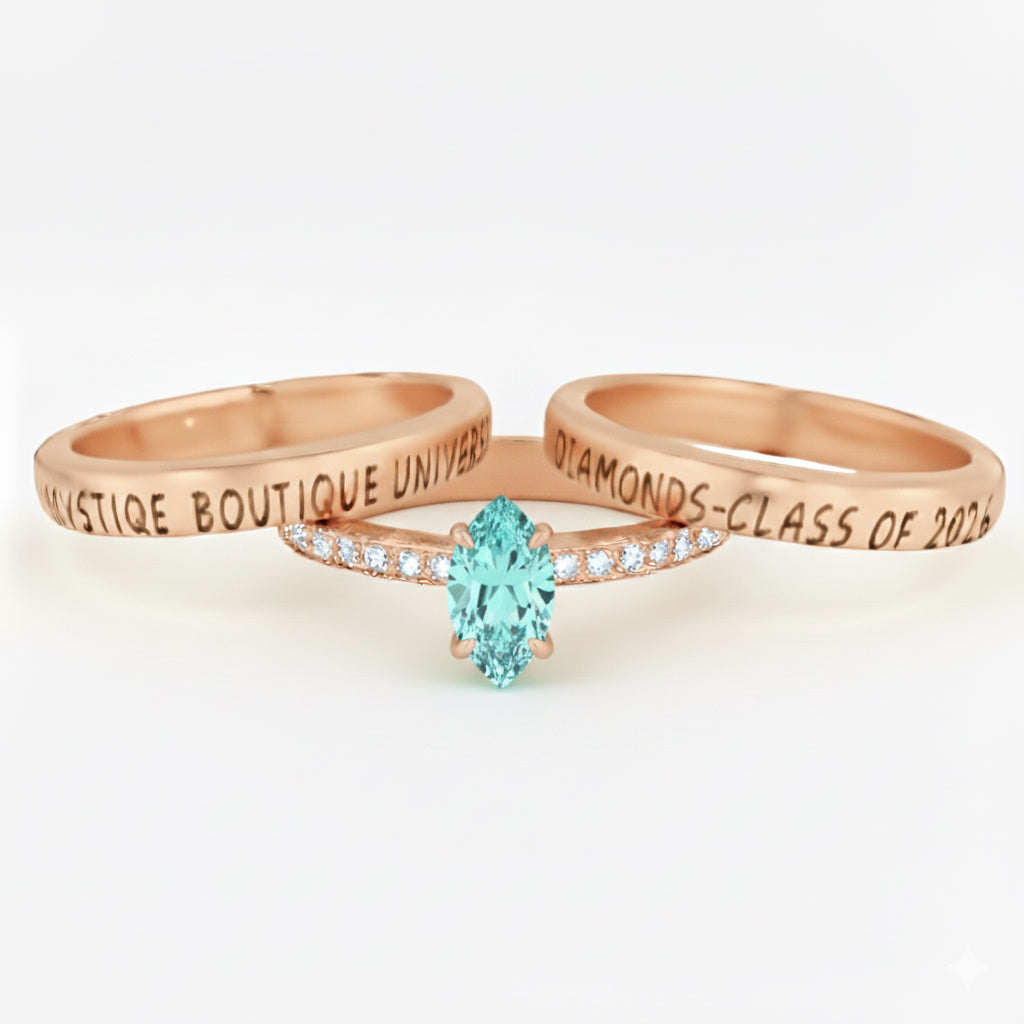 Promo 3-Piece Sterling Silver Marquise Cut Class Ring Set