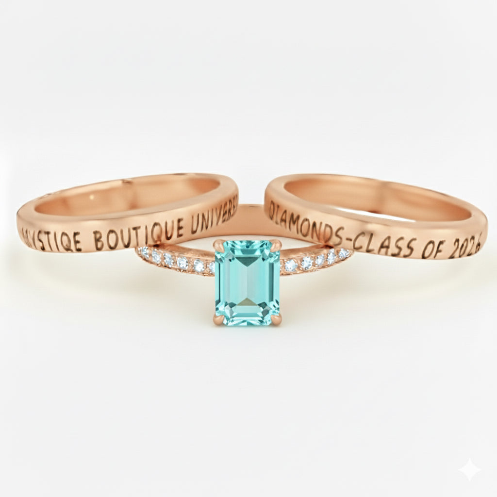 Promo 3-Piece Sterling Silver Emerald Cut Class Ring Set