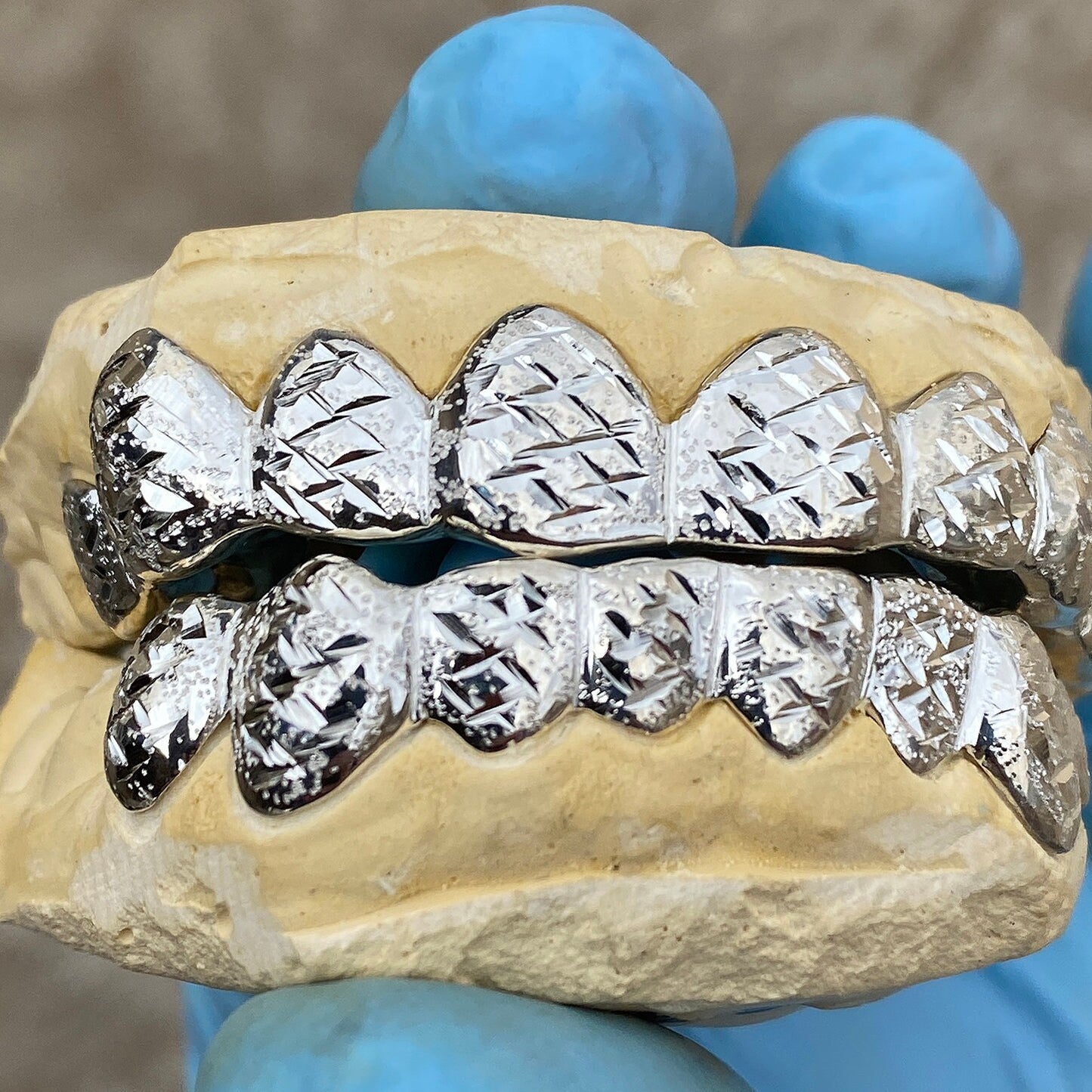 Silver Diamond Dust/Diamond Cut Grillz