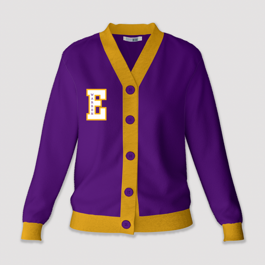 Purple Easton White E Cardigan