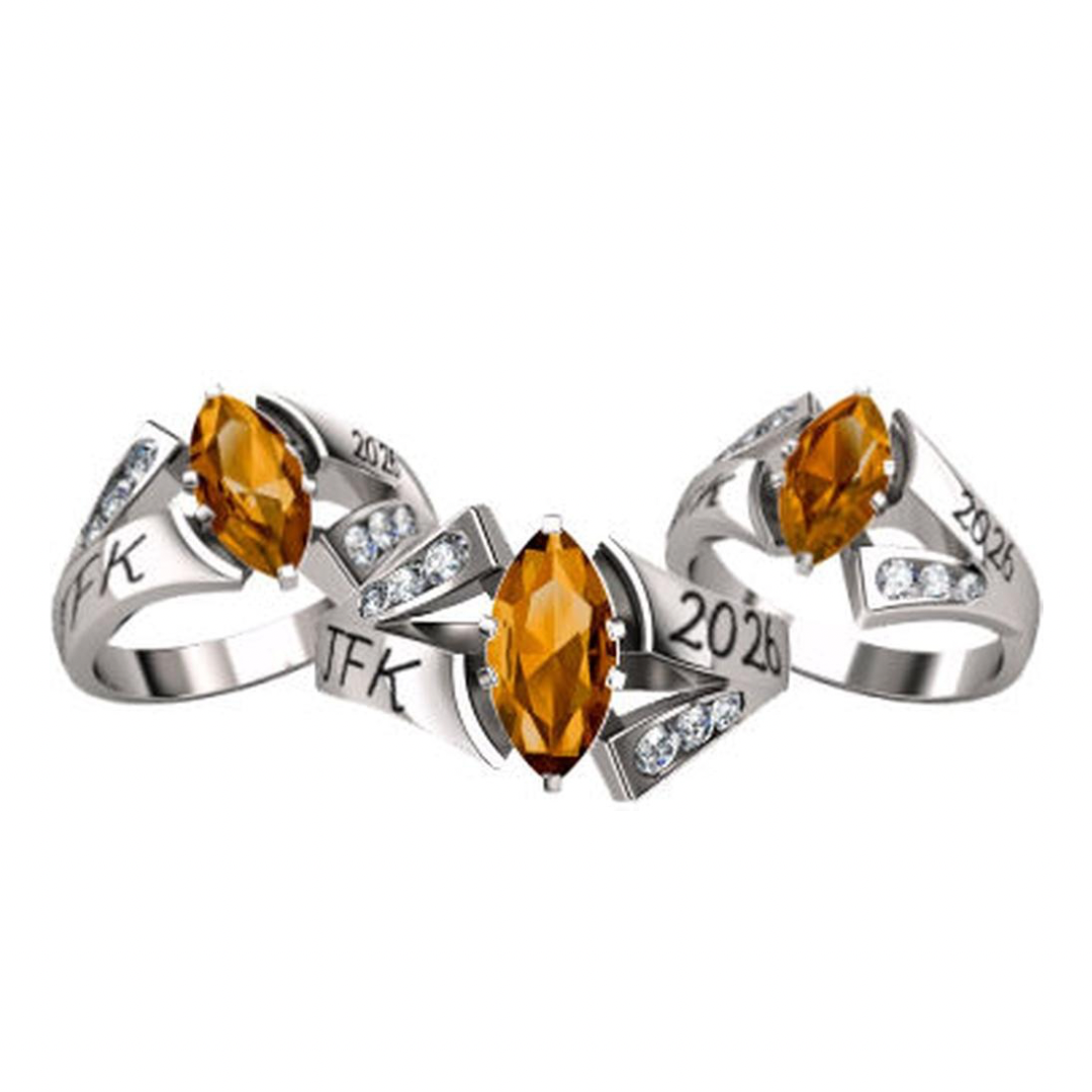 Sterling Silver Ladies Marquise Side Class Ring
