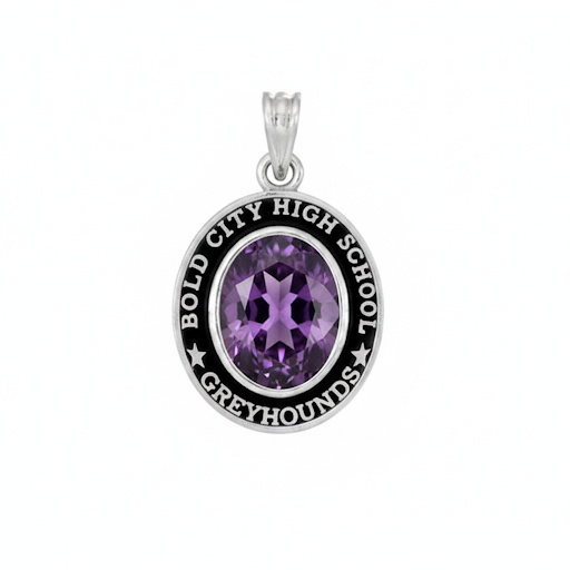 Bold City Mascot Oval Birthstone Class Necklace