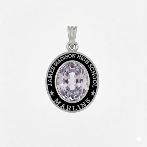 James Madison Mascot Oval Birthstone Class Necklace