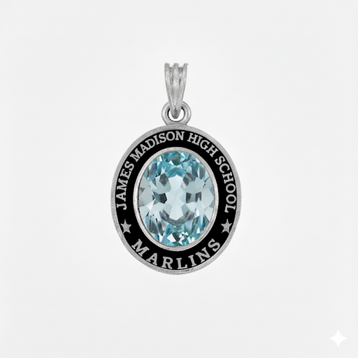 James Madison Mascot Oval Birthstone Class Necklace